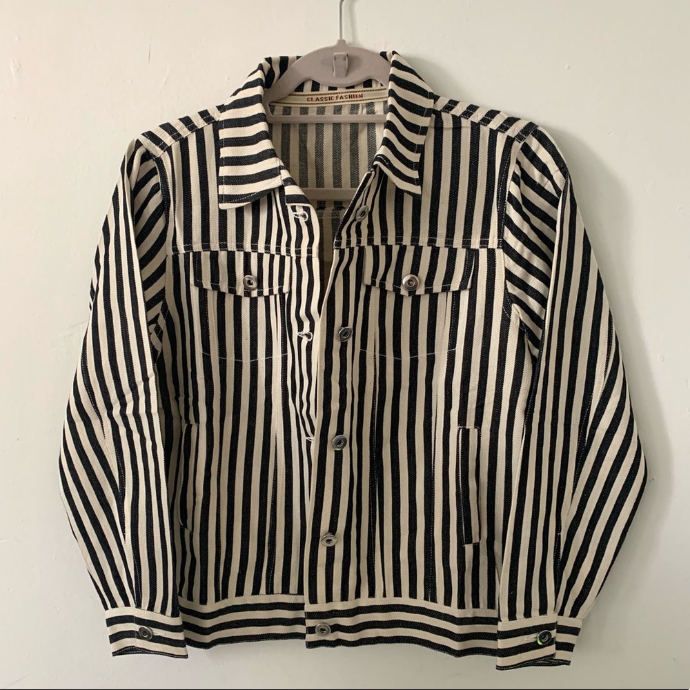 Striped denim jacket. Small